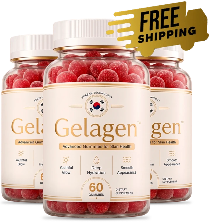 Gelagen 3 bottle pack of pink skin health gummies